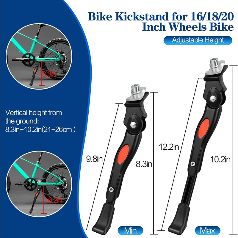 Universal Adjustable Aluminum Alloy MTB Road Bike Bicycle Side Kickstand Side Rear Mount Stand Bike Foot Support Bike Kickstand