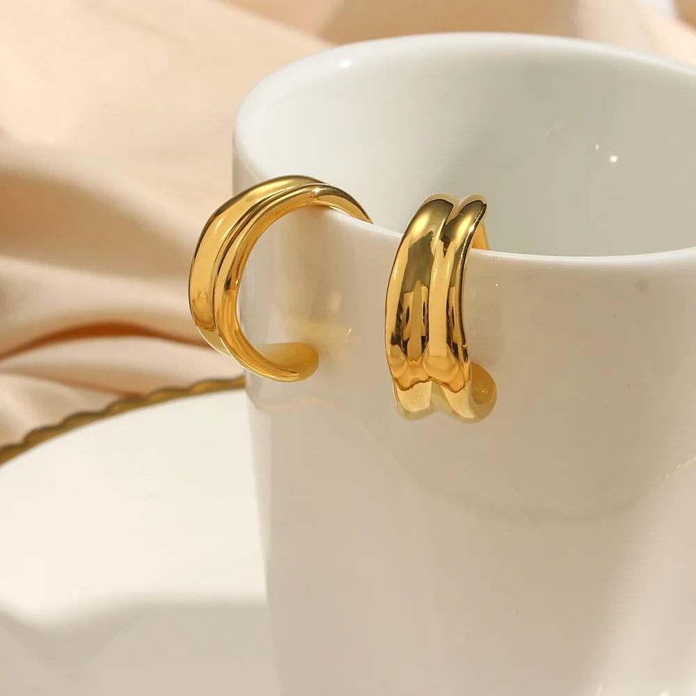 18k gold plated stainless steel jewelry  gold filled jewellery wholesale earrings women ear ring gold hoop earrings