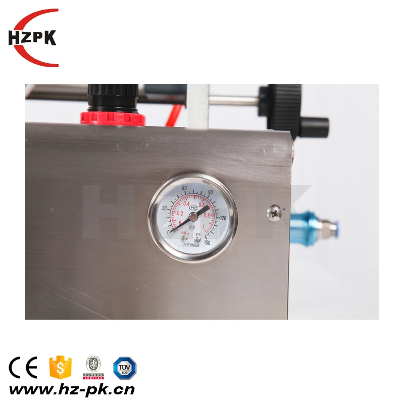 HZPK small semi automatic perfume water milk juce beverage liquid bottle piston filling machine