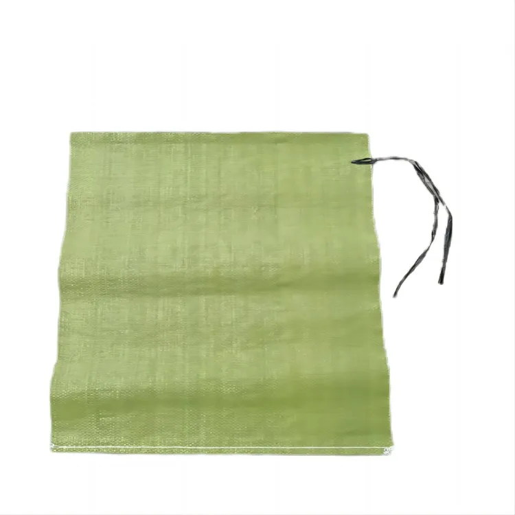 Custom green woven packaging bags reusable polypropylene sand bags with side drawstring