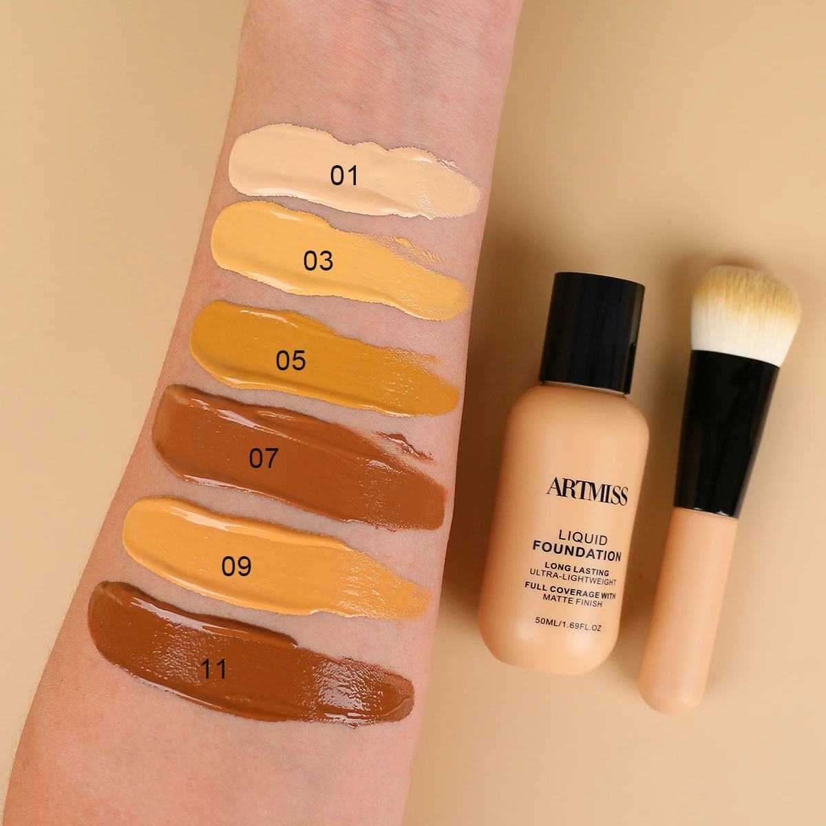 best seller  square  bottle  full coverage concealer foundation matte bb  with brush liquid foundation