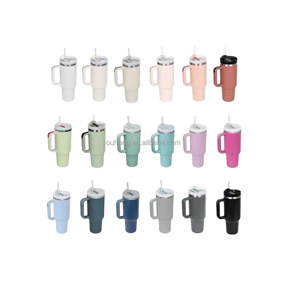 2024 Manufacturer Hot Sale 40 Oz Stainless Steel Straw Cup Insulated Travel Mug Tumbler With Lid And Straw