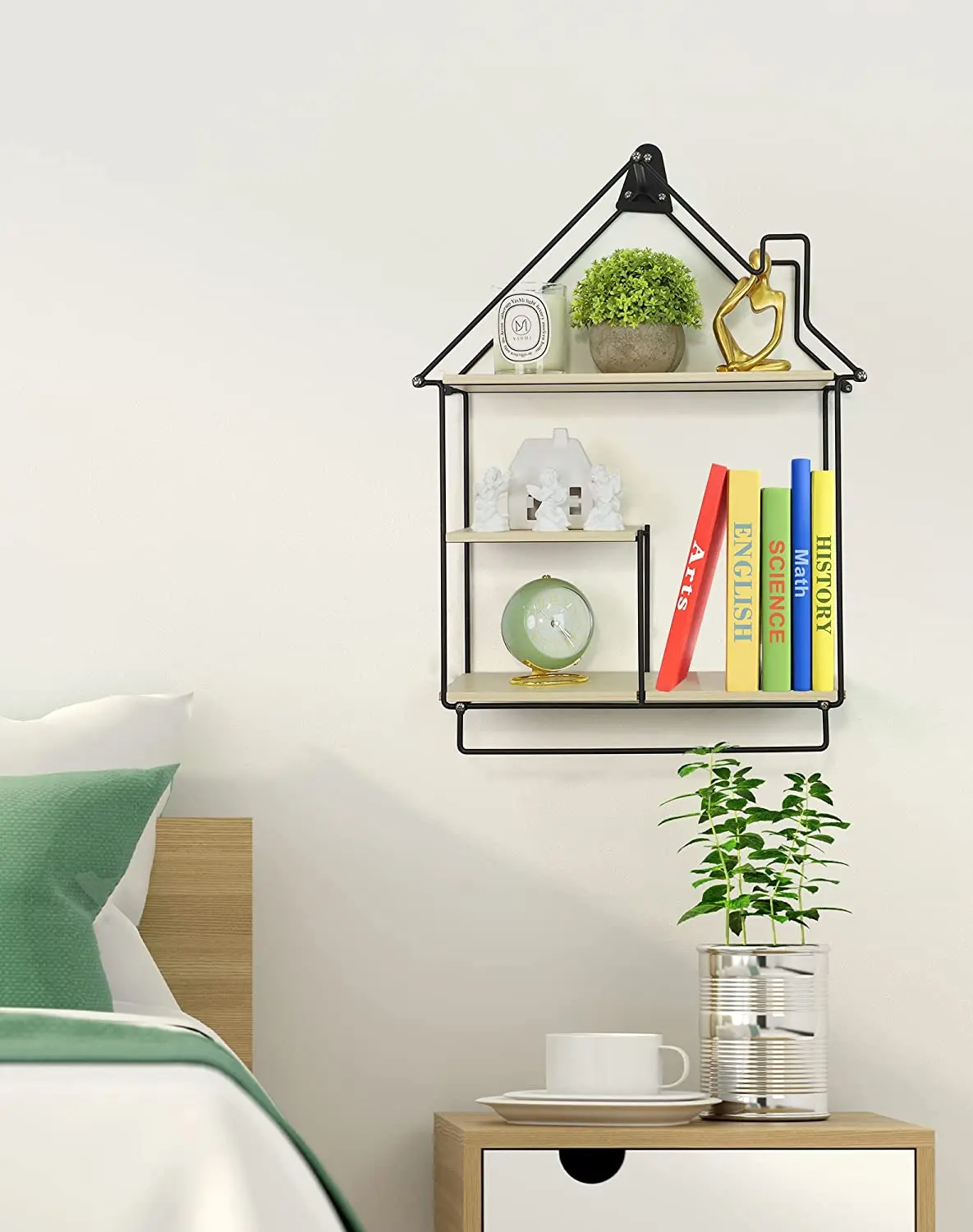 chunlei OEM etageres en bois House-Shaped Wall Mounted Hanging Shelf  for Storage