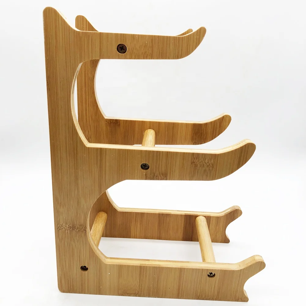 Bamboo Fruit Basket Holder Vegetable Storage Stand with 2 Banana Hooks