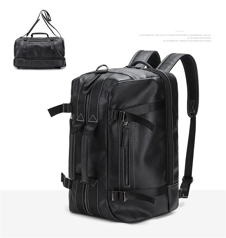 Large Capacity Vintage PU Leather Travel Backpack for Men Fashionable Luxury Laptop Computer Bag for Business Use