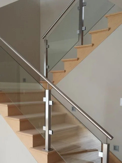 Glass Balcony Railing Post System Stainless Steel 304 Decking Handrail Balusters with Glass Clamp Outdoor Glass Railing