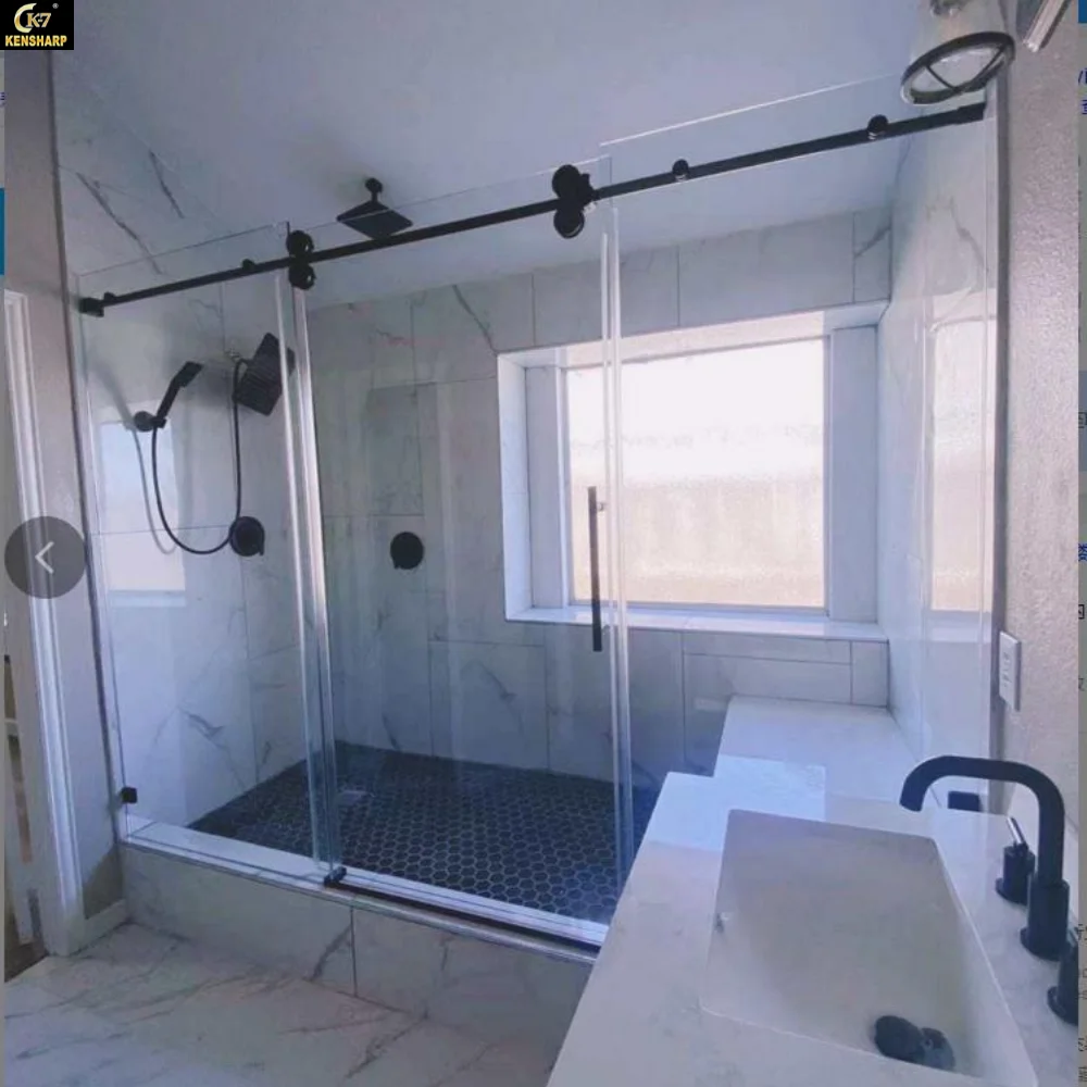 Kensharp Shower Sliding Door Hardware Accessories SSS Black 304 Stainless Steel Glass Clamp Connector Round Tube Connector