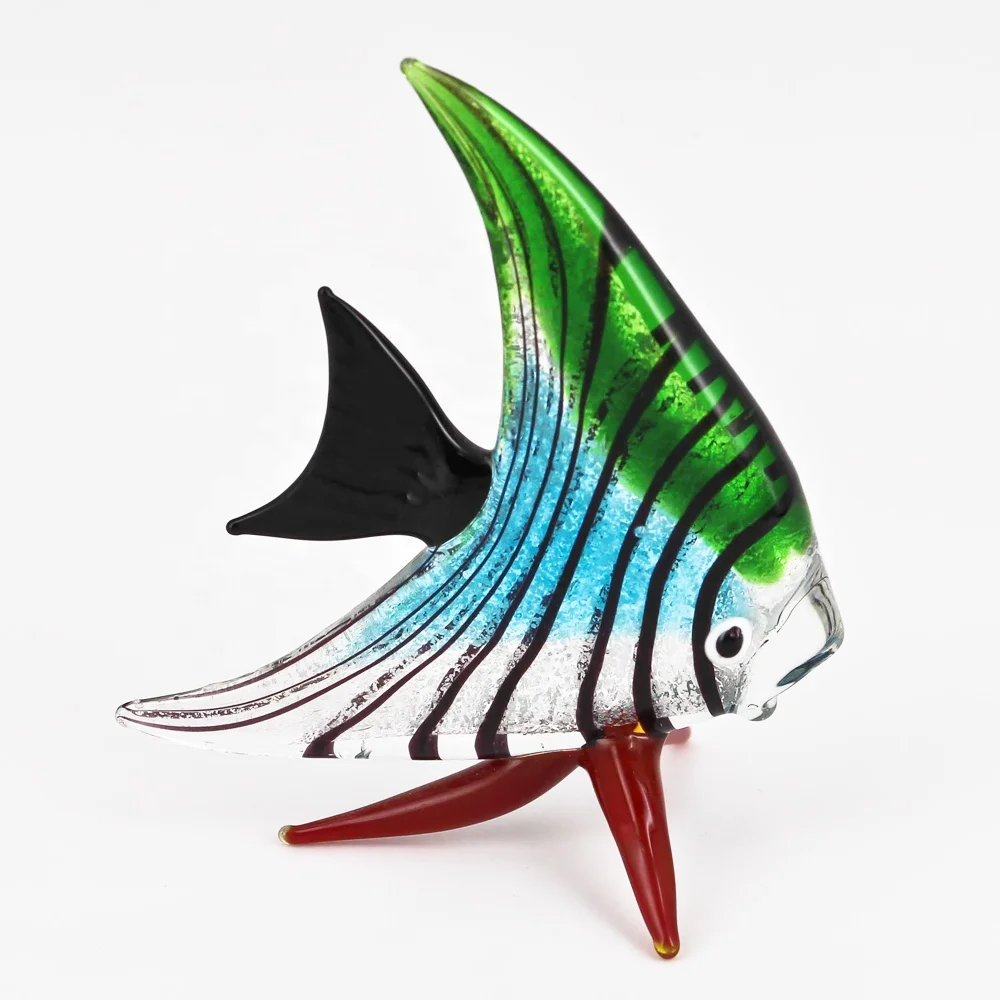 Hand blown art murano tropical fish glass figurines