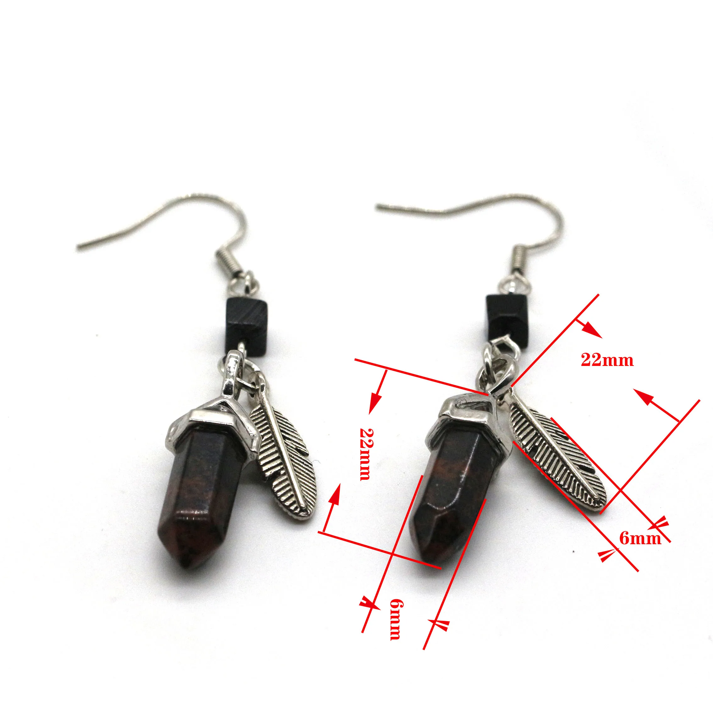 2024 Wholesale Accessories Women Fashion Jewelry Blue Sand Stone Hexagonal Earrings