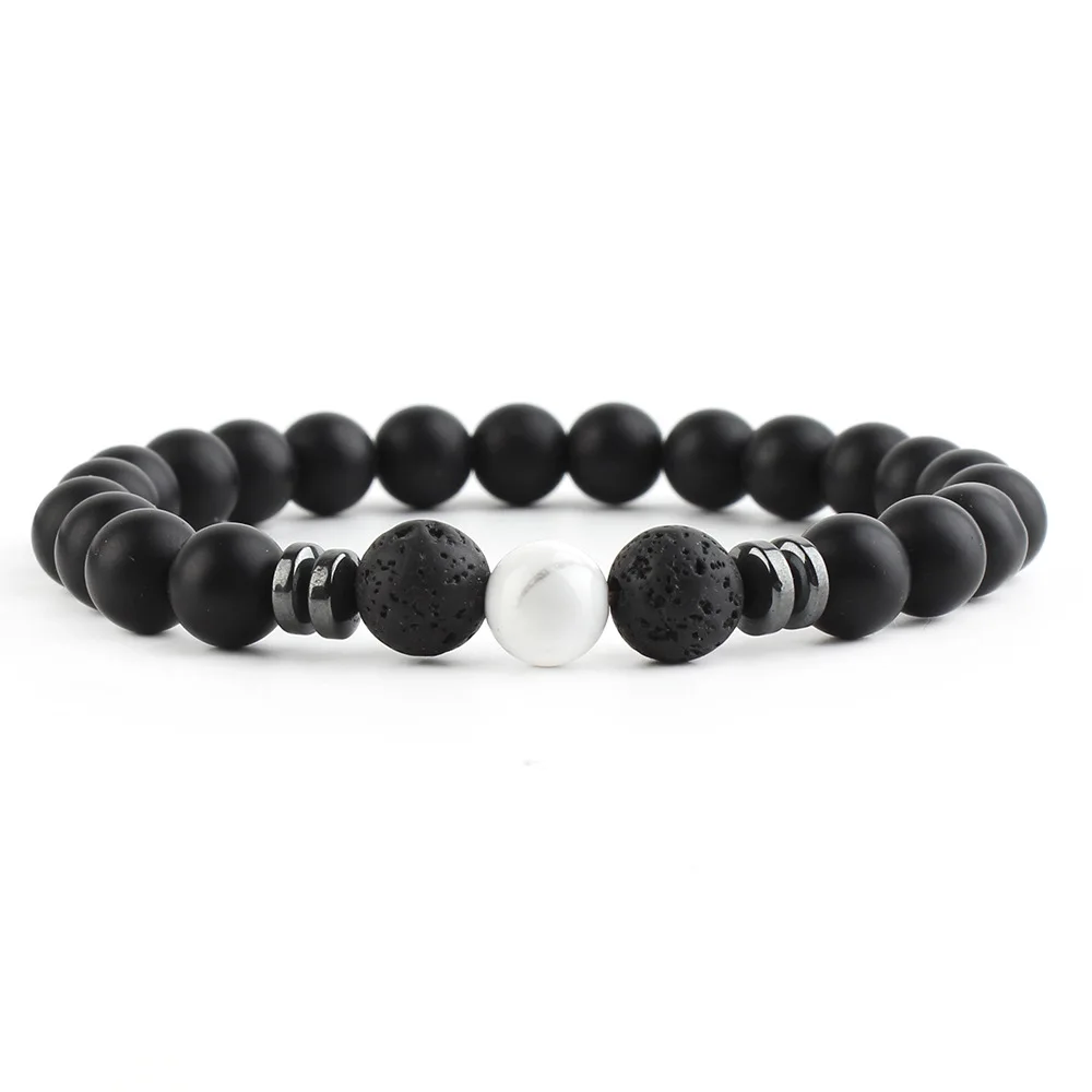 New Arrival 8mm Natural Stone Bracelet Black Chakra Bracelet Lava Stone Bracelet for Men Women