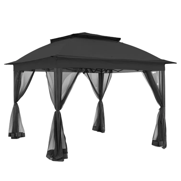 Customized Modern Outdoor Patio Garden Pergola Double Roof Gazebo Grape Trellis Set Metal Aluminium Profile Gazebo