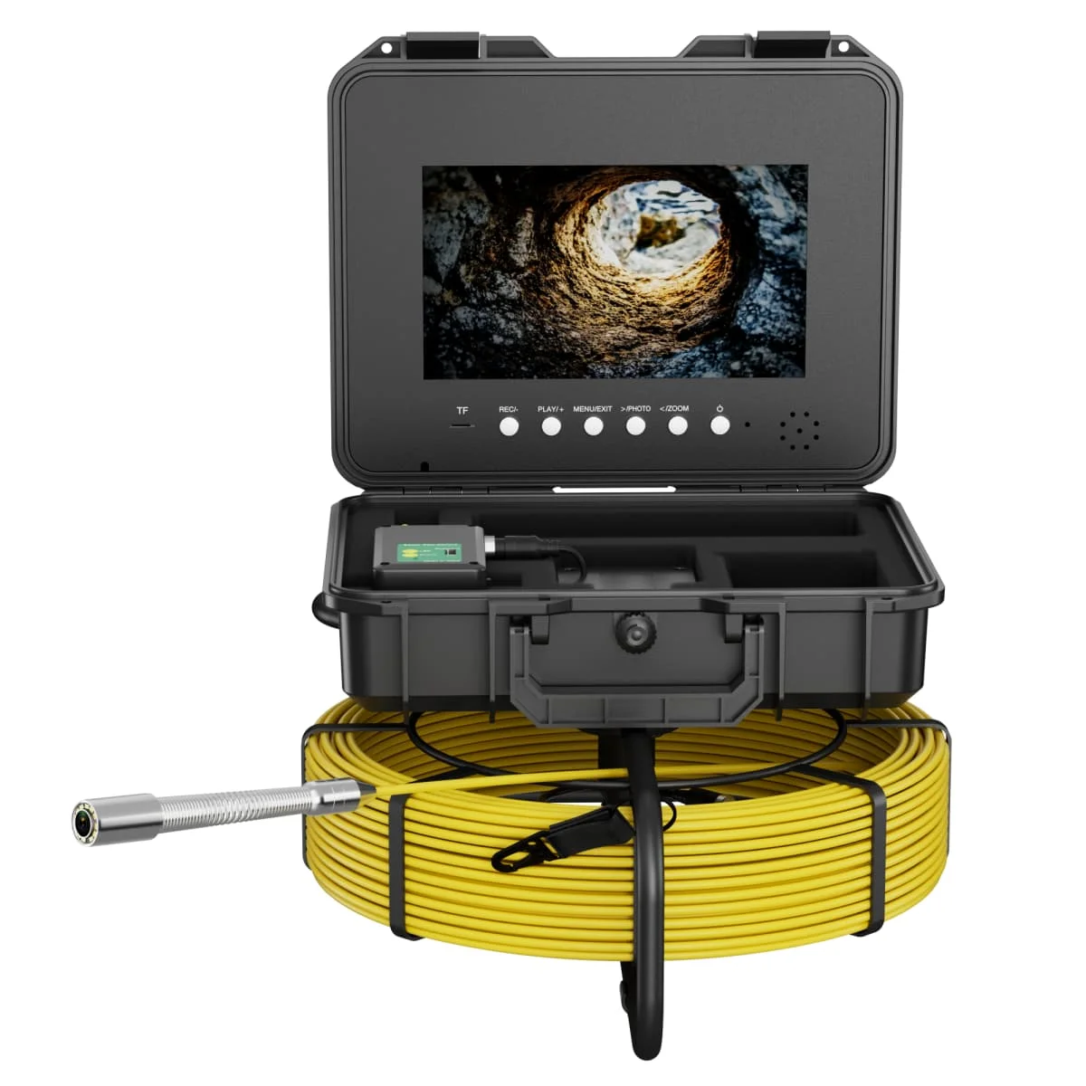 10 inch  Sewer Pipe Inspection Camera with Keyboard Meter Counter DVR  7mm Cable Auto Self-Leveling 512hz  Video Borescope
