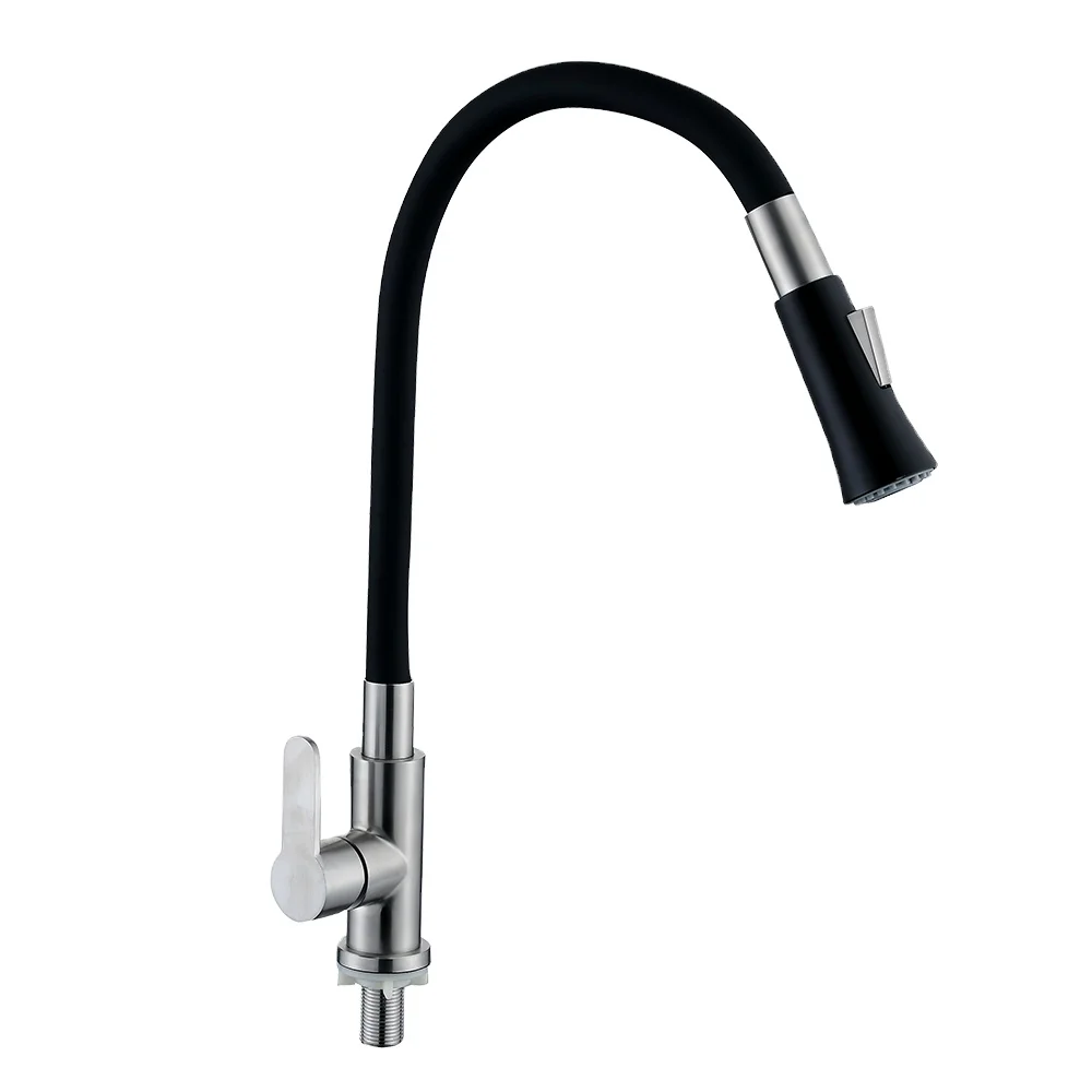 New Design Flexible Spout Hose Kitchen Faucet Silicone Faucet black kitchen mixer tap