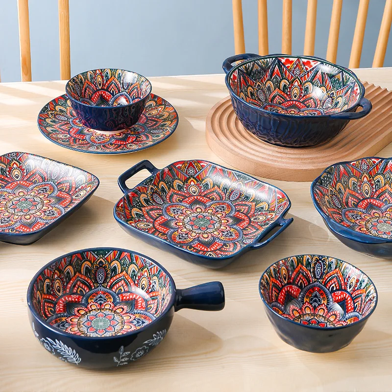 Bohemian dishes and tableware set household baking tray, assorted dishes dinnerware set
