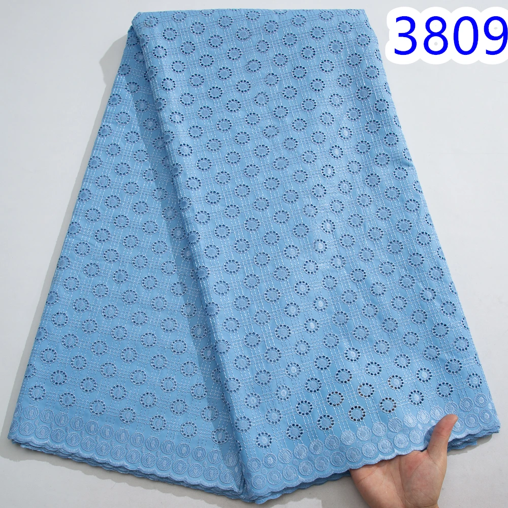 Swiss Lace Fabric 2024 High Quality Original Dubai Cotton Lace Nigerian Fabric Embroidery 5 Yards African Dress for Men3809