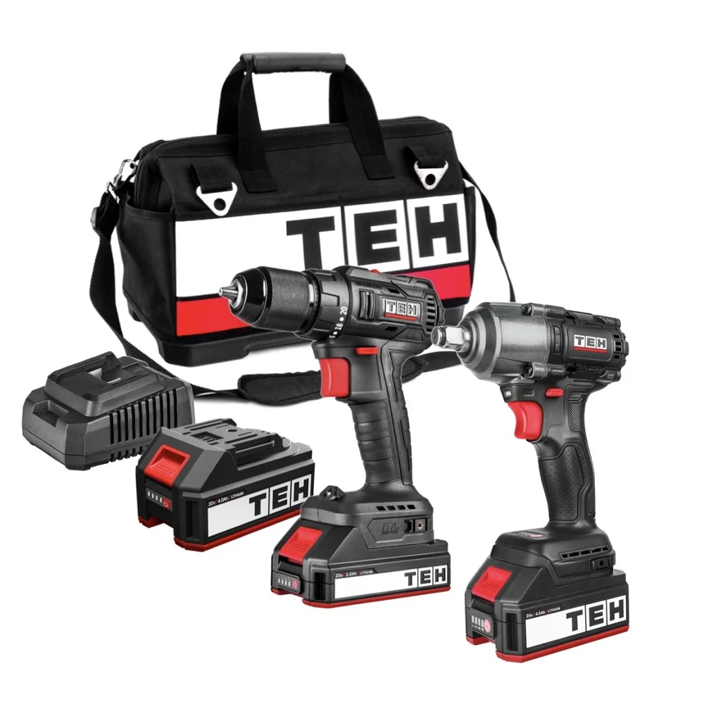 TEH China Supplier Cordless Power Tool 20V Li Ion Combo Kits Impact Drill/Driver for Drilling and Fastening