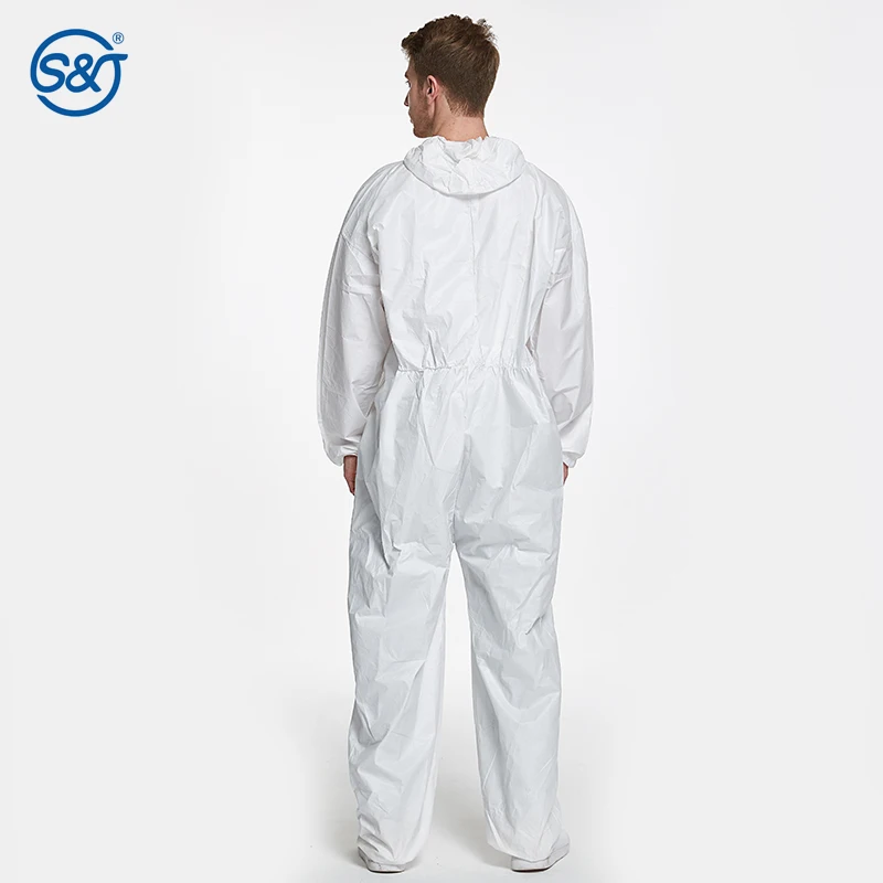 SJ Custom LOGO Printed Hazmat Suits Disposable Coveralls Suit Medical Protective Overall PPE Coveralls