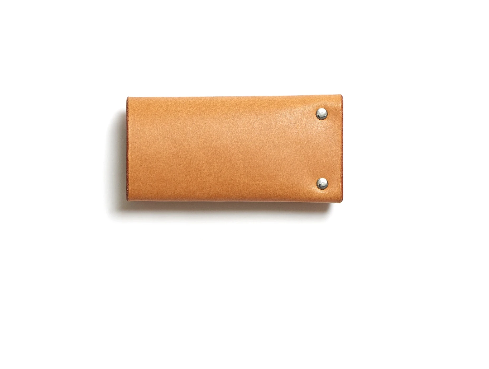 Highest quality natural tan harness leather key pouch with two snap