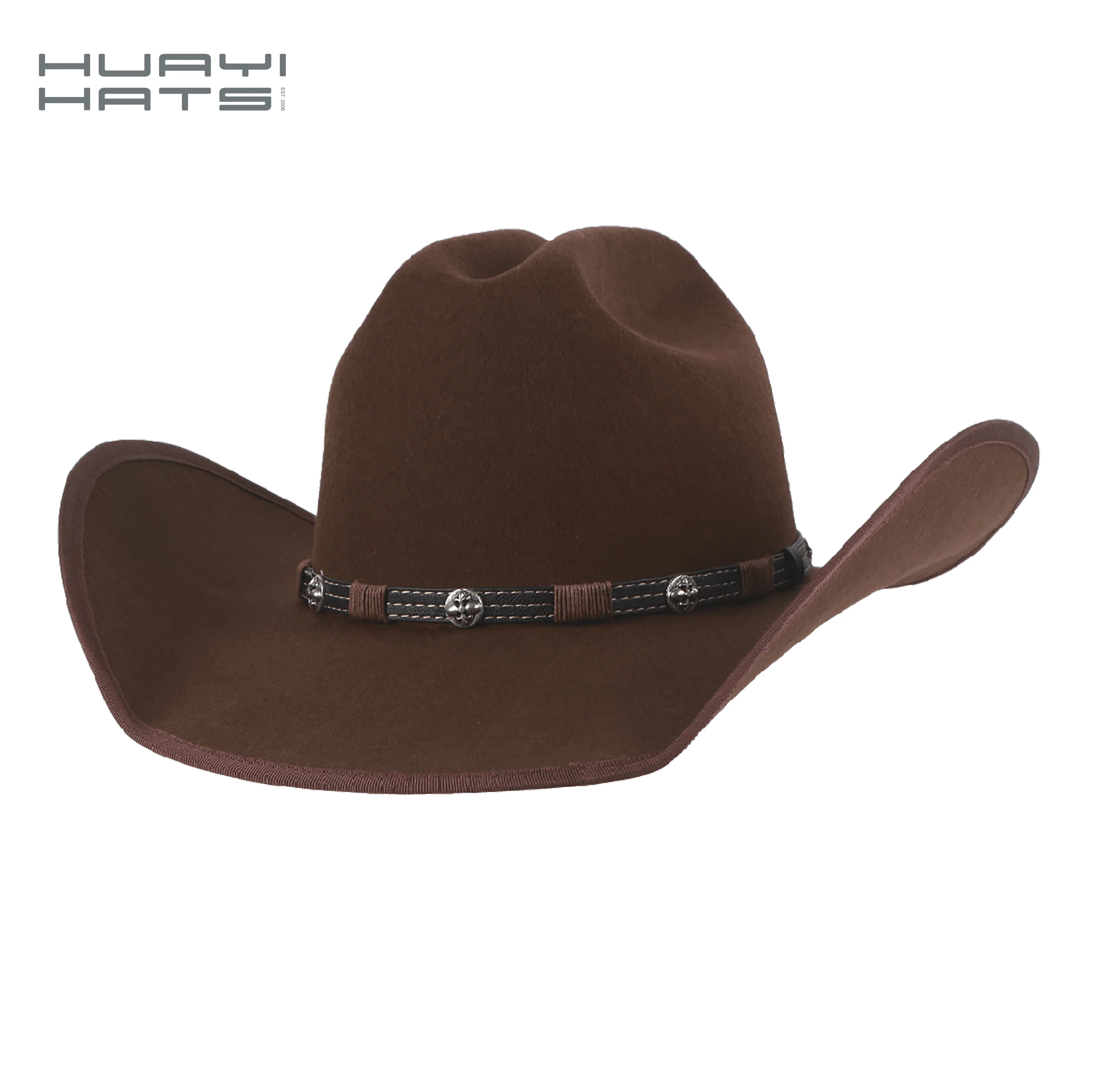 Wholesale Custom Unisex Wool Felt Cowboy Hats Belt Buckle Accessory With Logo
