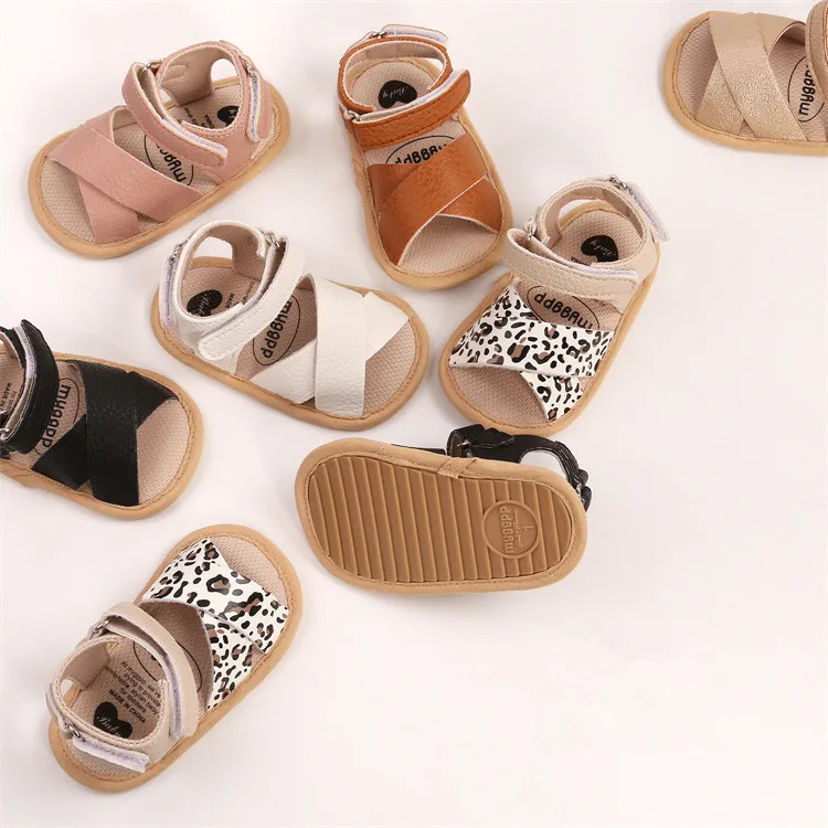 Summer Children Kids Baby Boys Girls Toddler Breathable Leopard Non-slip PU Sandals Shoes