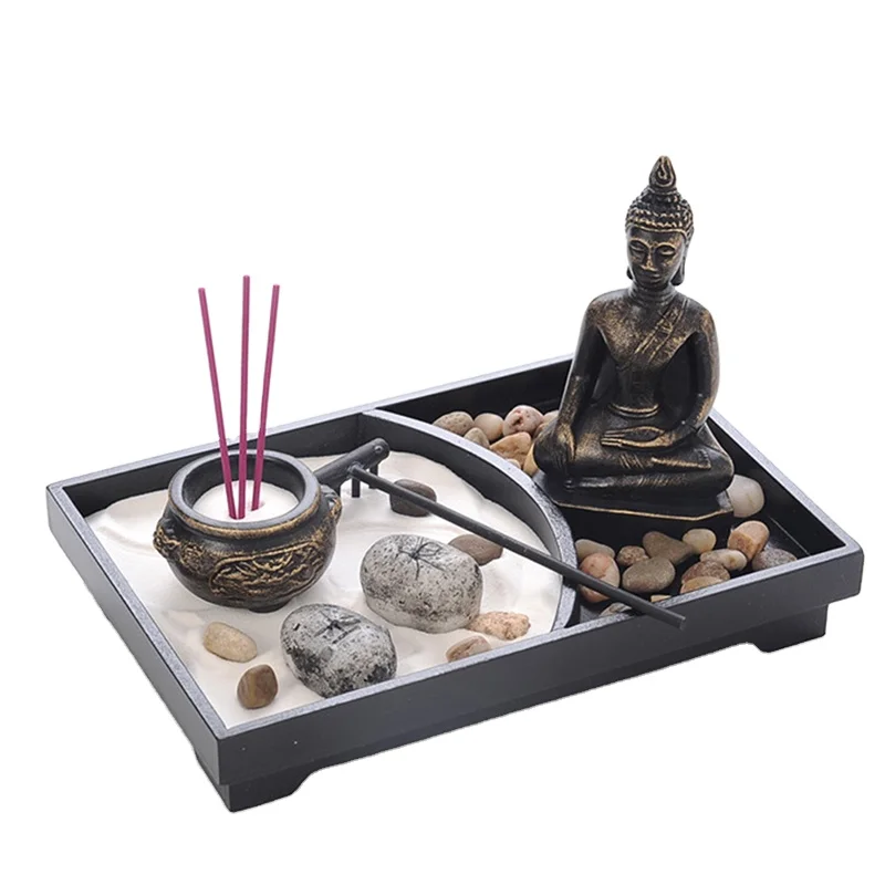 Buddha Statue Sand Table Incense Candle Holder Lecture Chinese Tableware Table Top Decoration Zen Garden