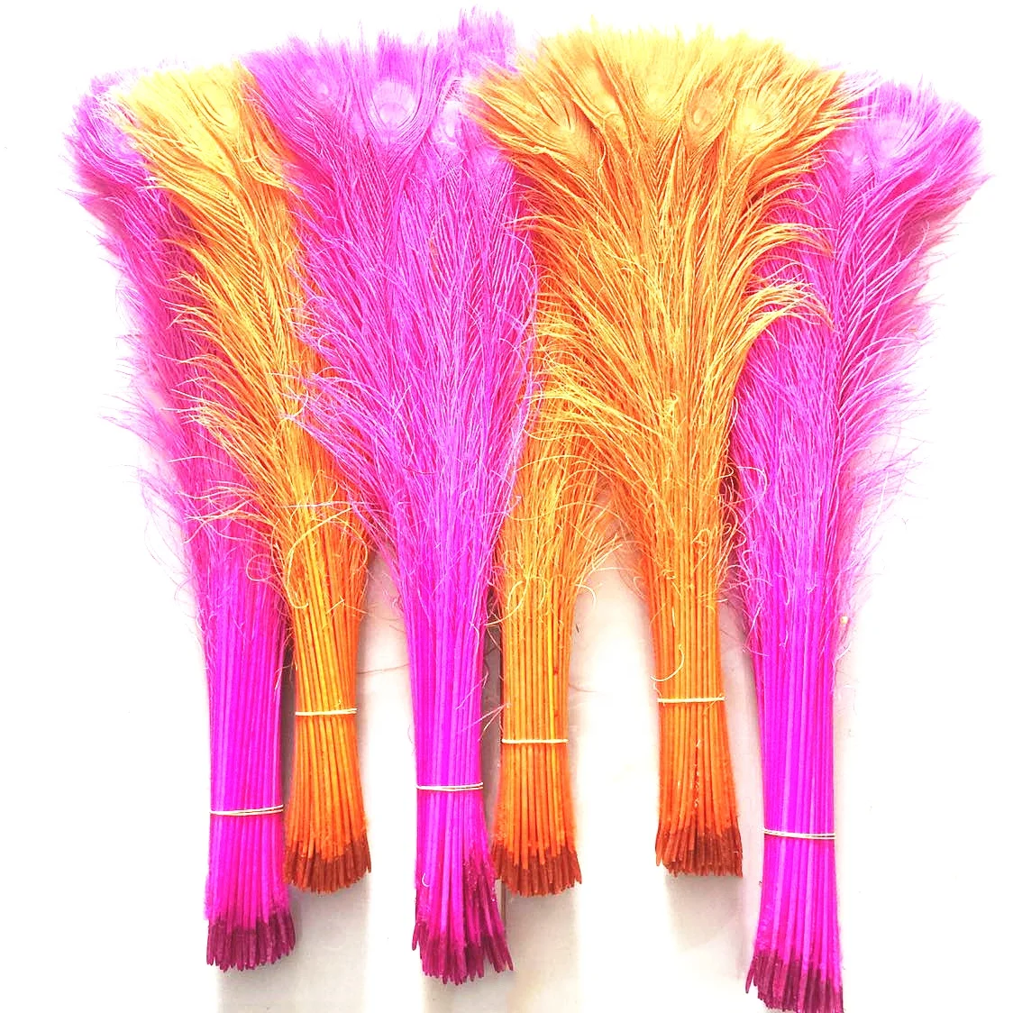 Bleached Dyed  Natural Long Peacock Eye Feathers For Wedding Home Decoration DIY Craft