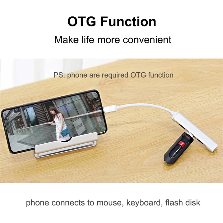 Mini USB Hub Extensions Powered Support USB-C Splitter 4 Ports 3.0 Type C to USB 3.0 Hub Adapter