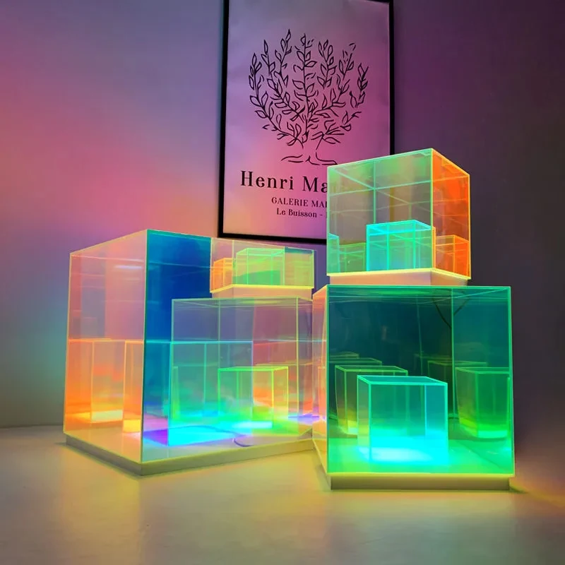 led light multi color box atmosphere decorative  lighting bedroom for home decor magic cube table lamp