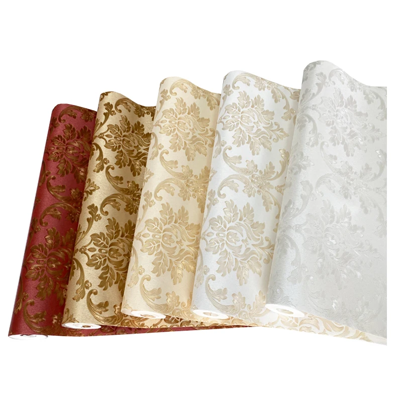 European luxury home decoration classic Damascus PVC wallpaper living room bedroom TV background vinyl 3D adhesive wallpaper