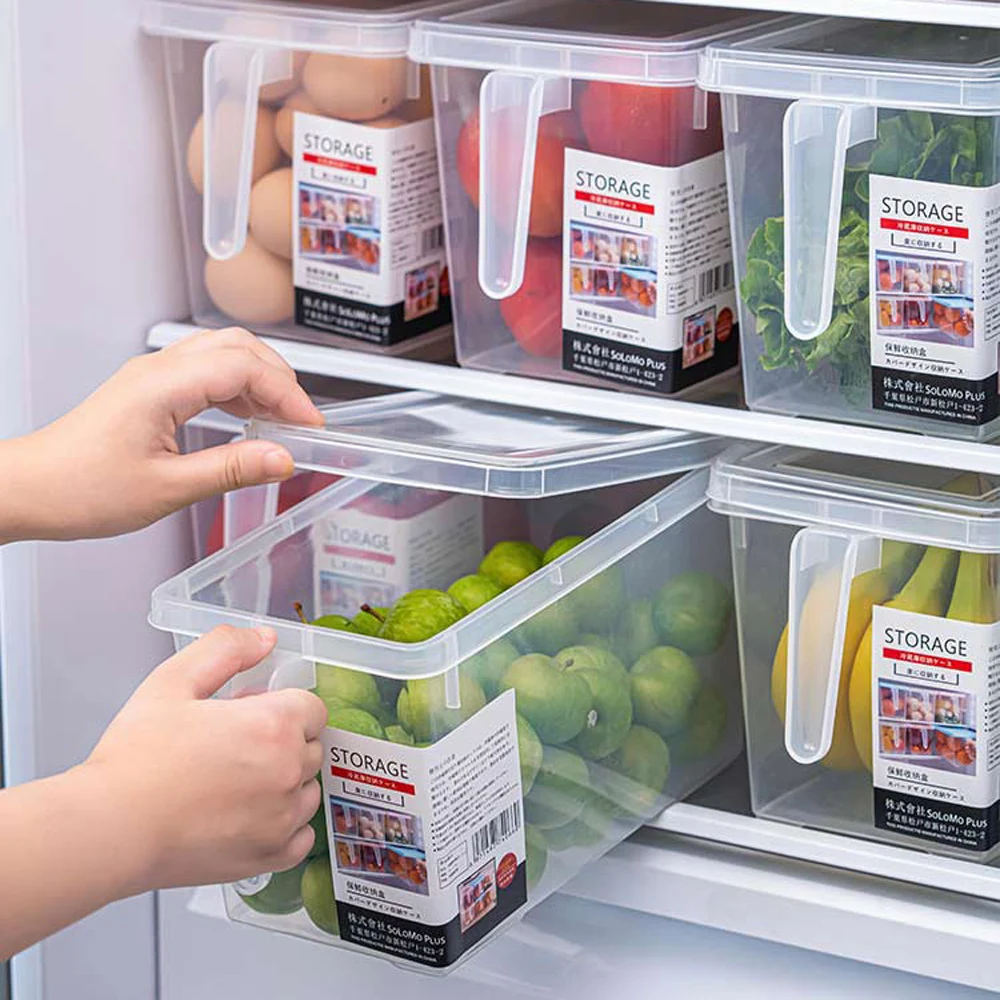 custom wholesale fridge food fruit vegetable plastic storage container box with handles