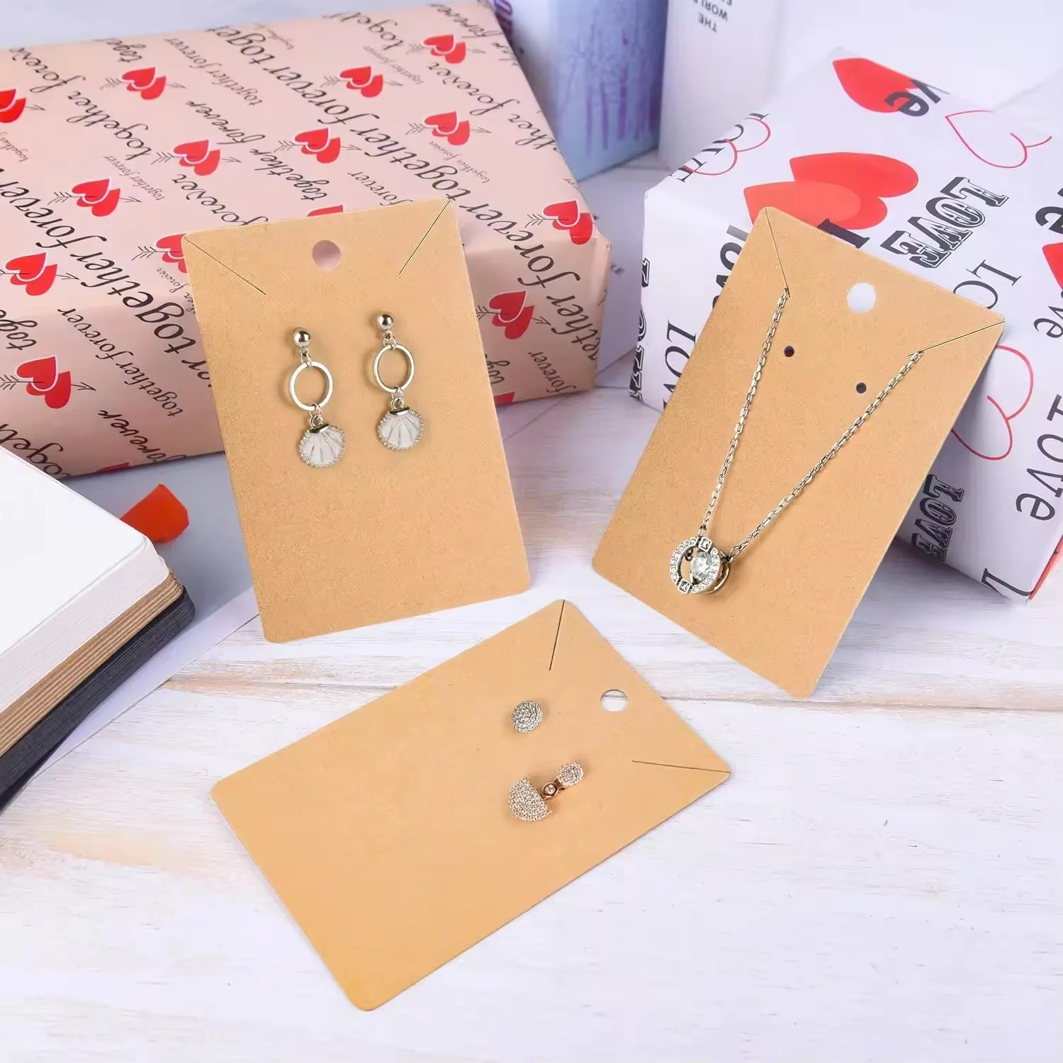 Free Design Earrings Card Wholesale Custom Packaging Jewelry Earring Holder Card Kraft Paper Logo Display Card With Logo