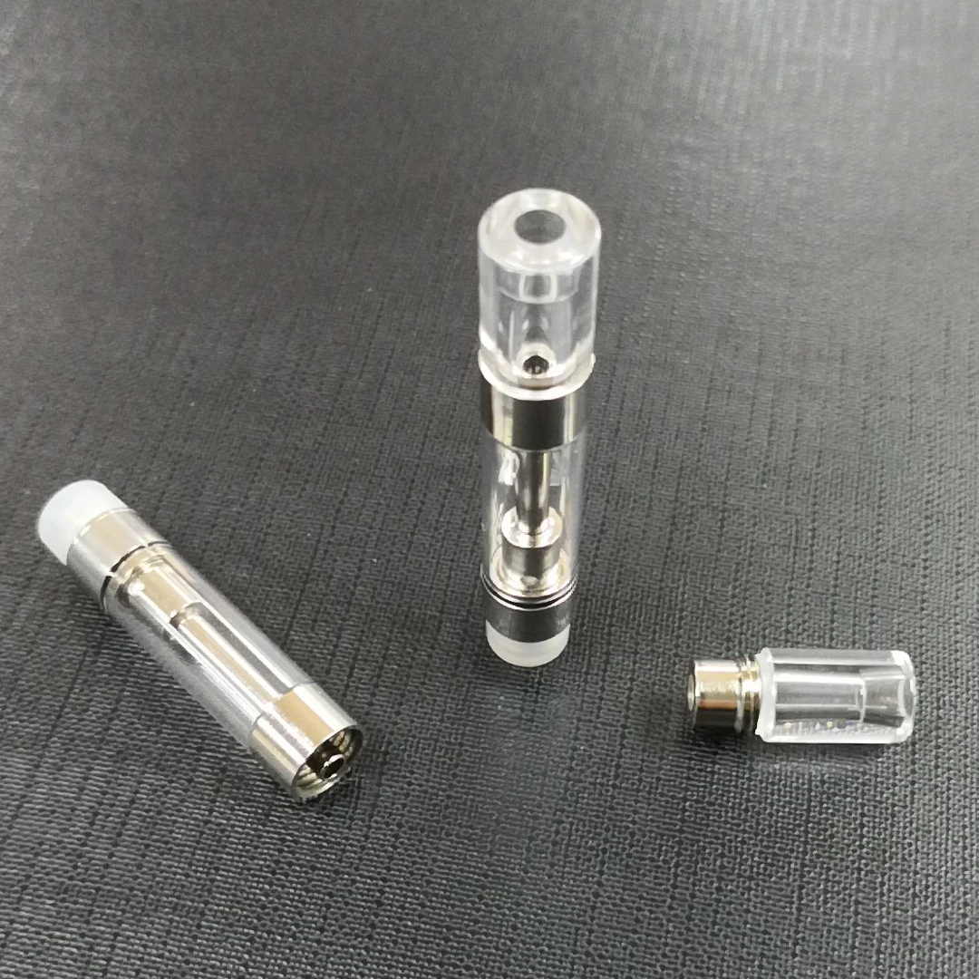 
Factory OEM best quality pyrex glass screw in tip CBD cartridge easy filling 510 thread cartridge round mouthpiece 