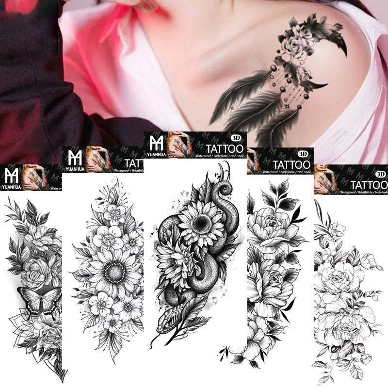FF 041-080 Temporary Intim Tattoo Sticker Black Semi Permanent Tattoo Sticker For Man Body Arm