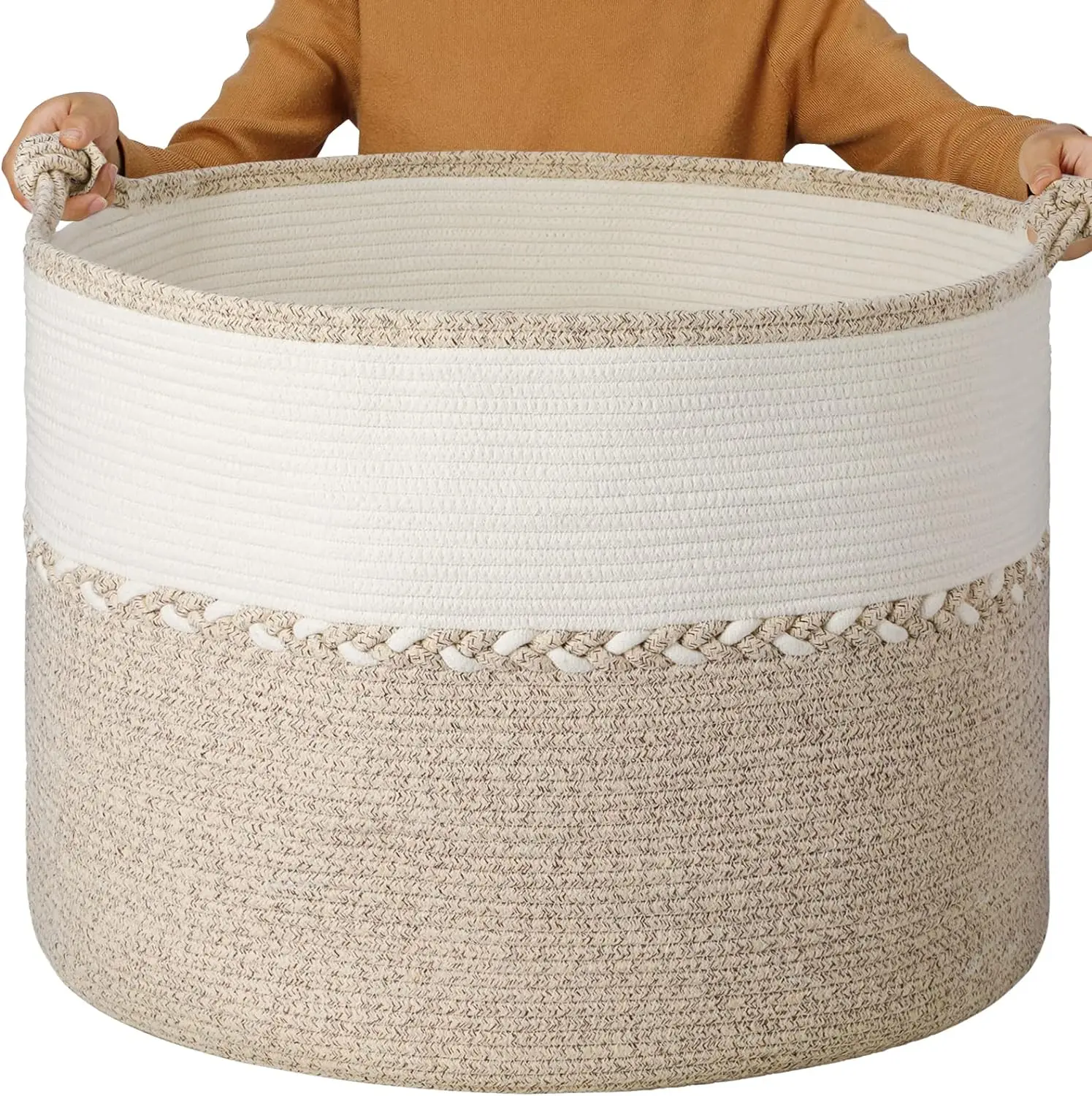 XINYIDE Extra Large Blanket Toys Basket Cotton Rope Storage Bins Organizer Basket For Living Room