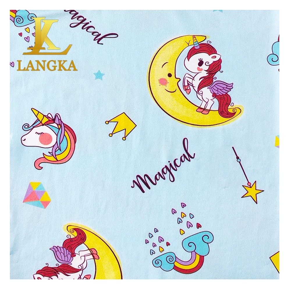 Langka Wholesale 140GSM Printed 90% Polyester 10% Spandex Stretch Single Jersey Knit Milk Silk Fiber Fabric