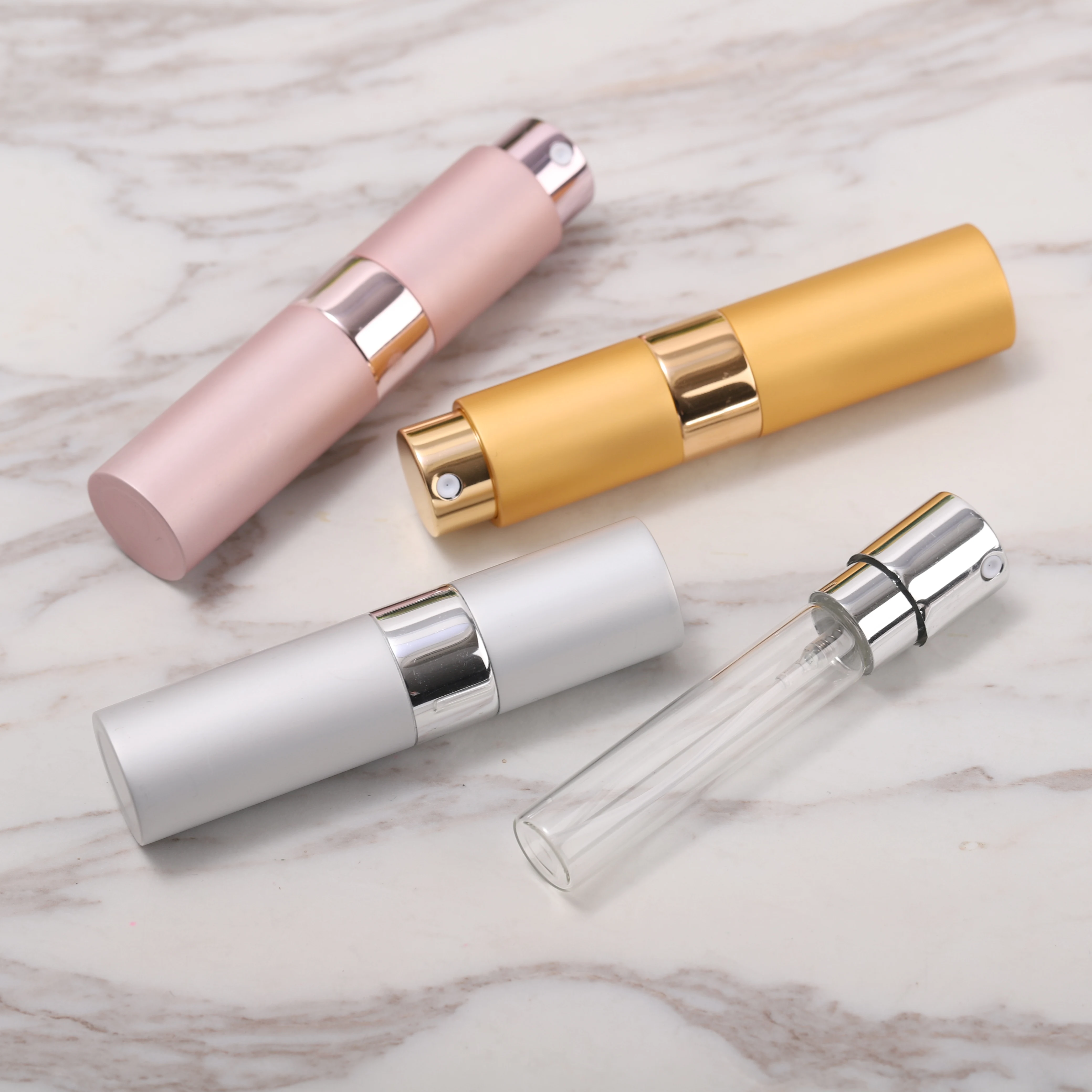 Quality Assurance 8ml Glass Cylinder Pump Sprayer Bottle Luxury Perfume Bottle Screen Printing Surface Handling Personal Care