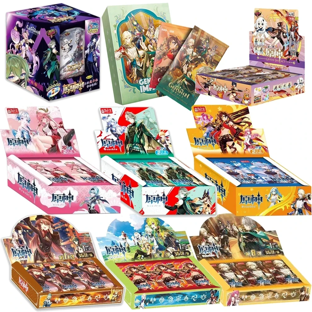 Genshin Impact карты аниме TCG Коллекционная упаковка для игр бустер коробка редкий SSR окружающий стол игрушки семьи детей