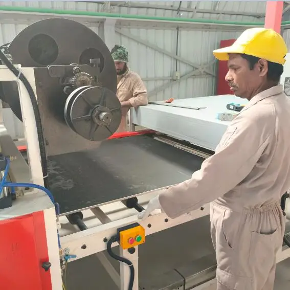 automatic gypsum ceiling tile machine plaster false ceiling tile lamination production line from China