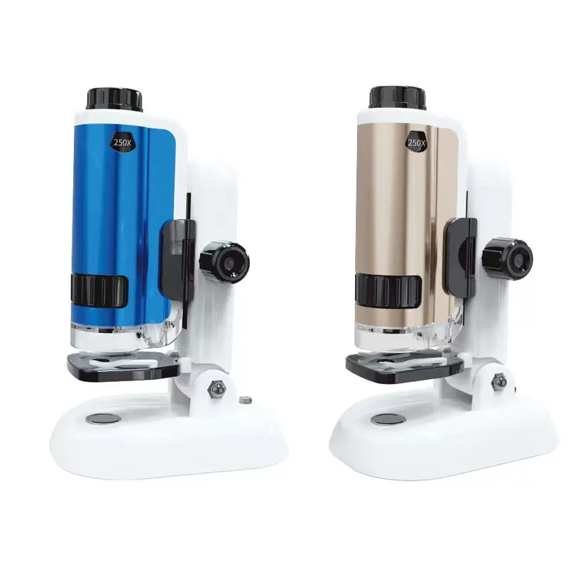 Popular Children STEAM Science Experiment Toy Observation Bacteria Small Alloy Portable 250X Microscope Toys For Kids Student