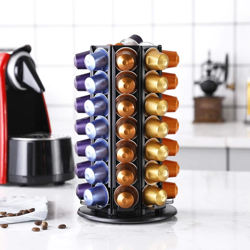 Современная вращающаяся на 360 градусов карусель Nespresso 50 80 капсул дозатор для кофе органайзер стойка дисплея