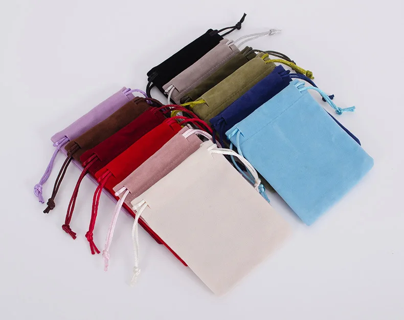 Custom Small Jewelry Bag Friendly Printed Velvet Pouch Gift Pouch Eco Drawstring Pouch With Brand For Necklace Packaging