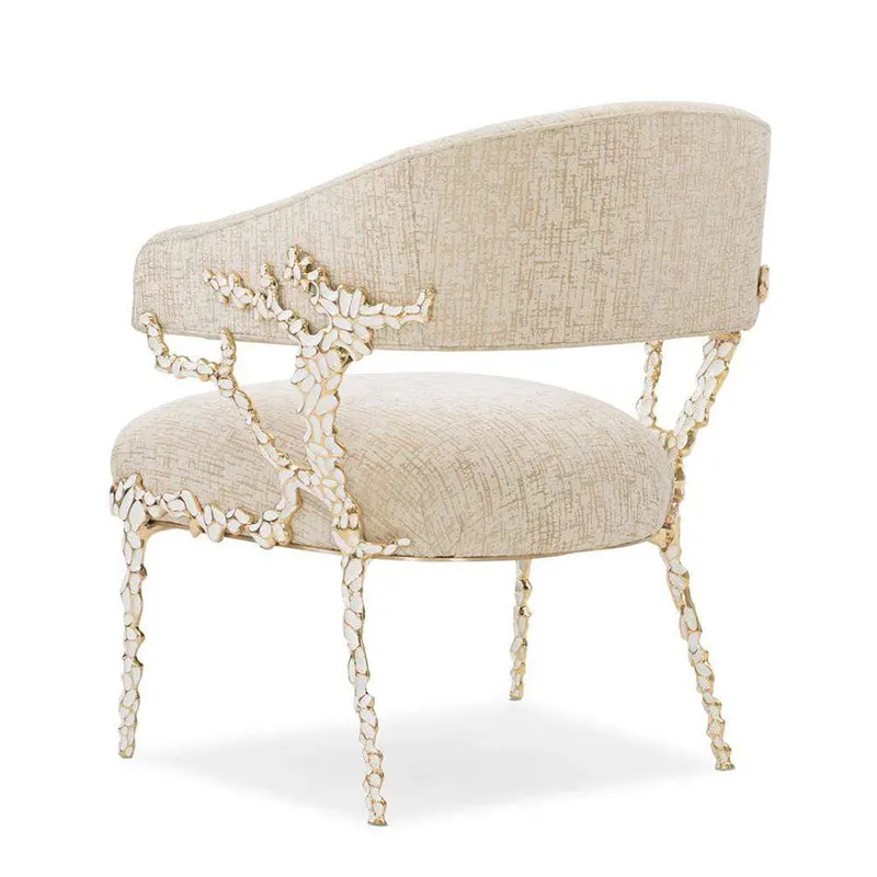 luxury Northern Europe New Dining room chair Modern design white brass Fabric Dining Chairs with velvet upholstered