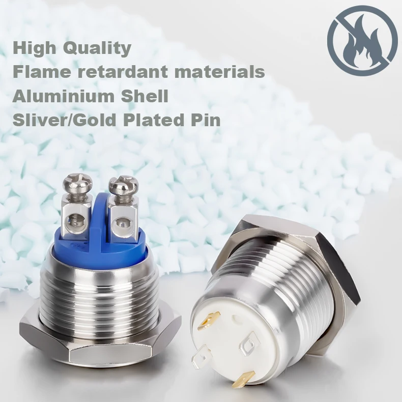 19mm  Metal Momentary welding-free Push Button  Switch Water Proof IP65  1NO