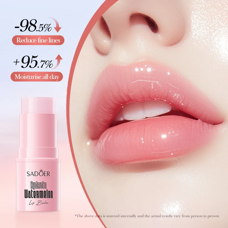 OEM SADOER Wholesale Private Label Watermelon Moisturising Repairing Lip Balm Organic Natural Fruit Hydrating Lip Balm