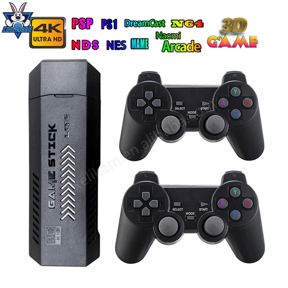 CoolRabbie X2+ Game Stick 4K GD10 X2 Plus Retro Video Game Console HD 64GB 37000 Mini Classic Gaming Console For PSP/N64/PS1