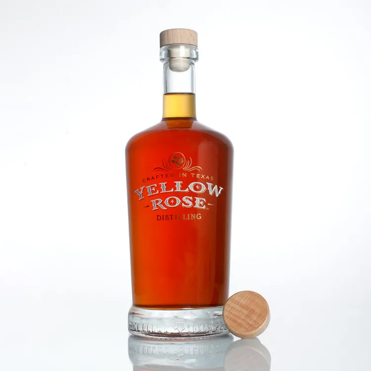 Wholesale 700ml 750ml Fancy Clear Glass Bottles Custom LOGO Label Prime Liquor Bottle Vodka