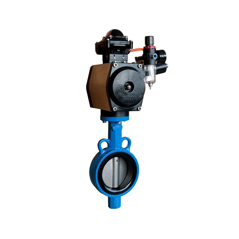 
Hot selling ductile iron Wafer butterfly valve with pneumatic actuator 