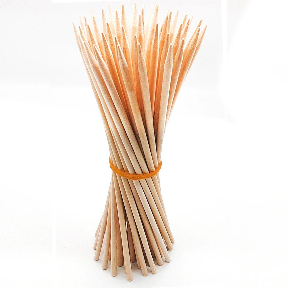 Disposable barbecue sticks round wooden sticks for food skewers