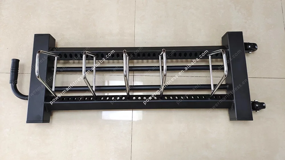 Home Gym Fitness Weightlifting Bumper Plate Holder Steel Horizontal Weight Plate Storage Stacking Rack