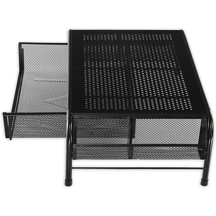 Notebook computer monitor heightening rack office document stationery storage and sorting rack with mesh drawer storage